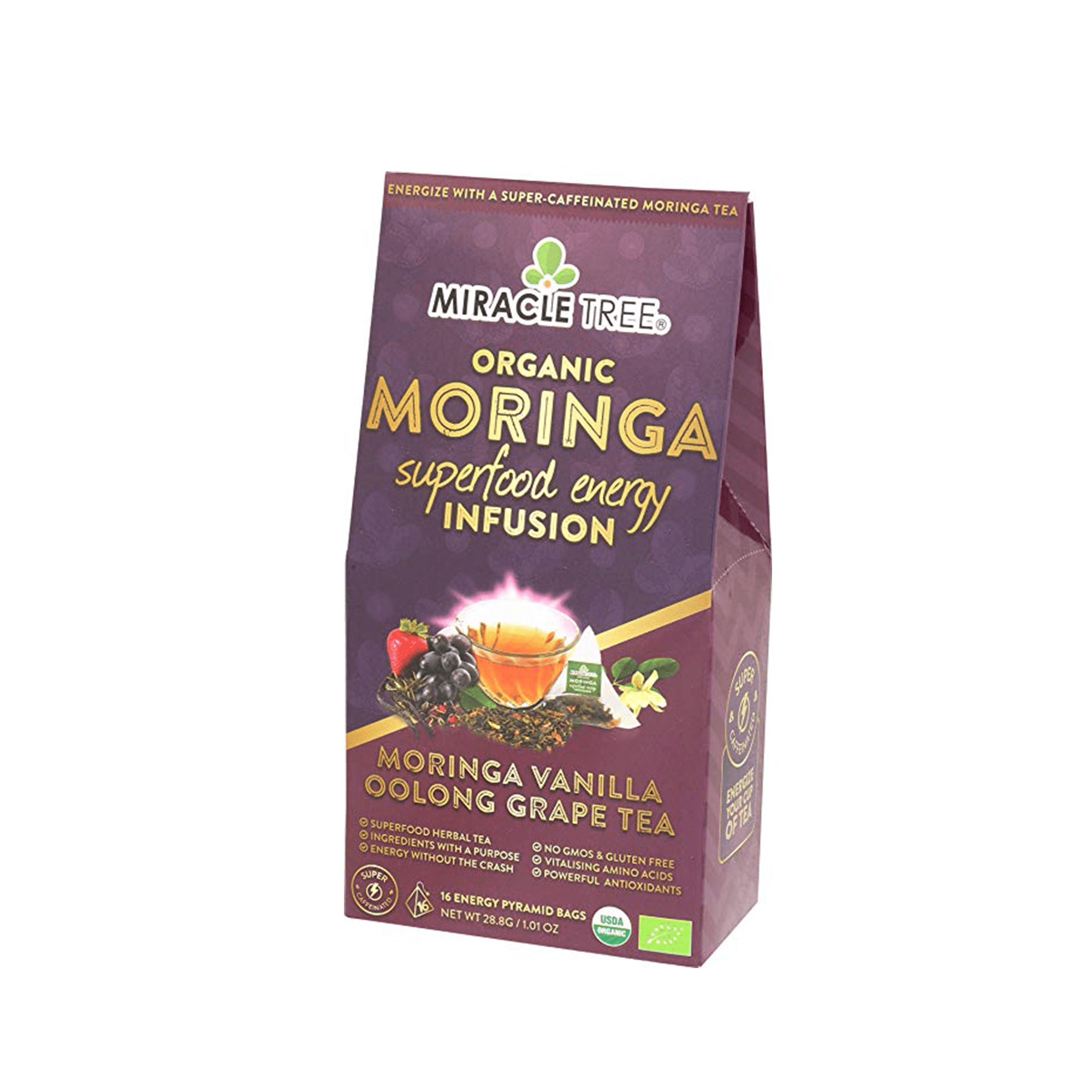 Biologische Moringa Energie Thee - Druiven Vanille - Natuurlijke Koffie