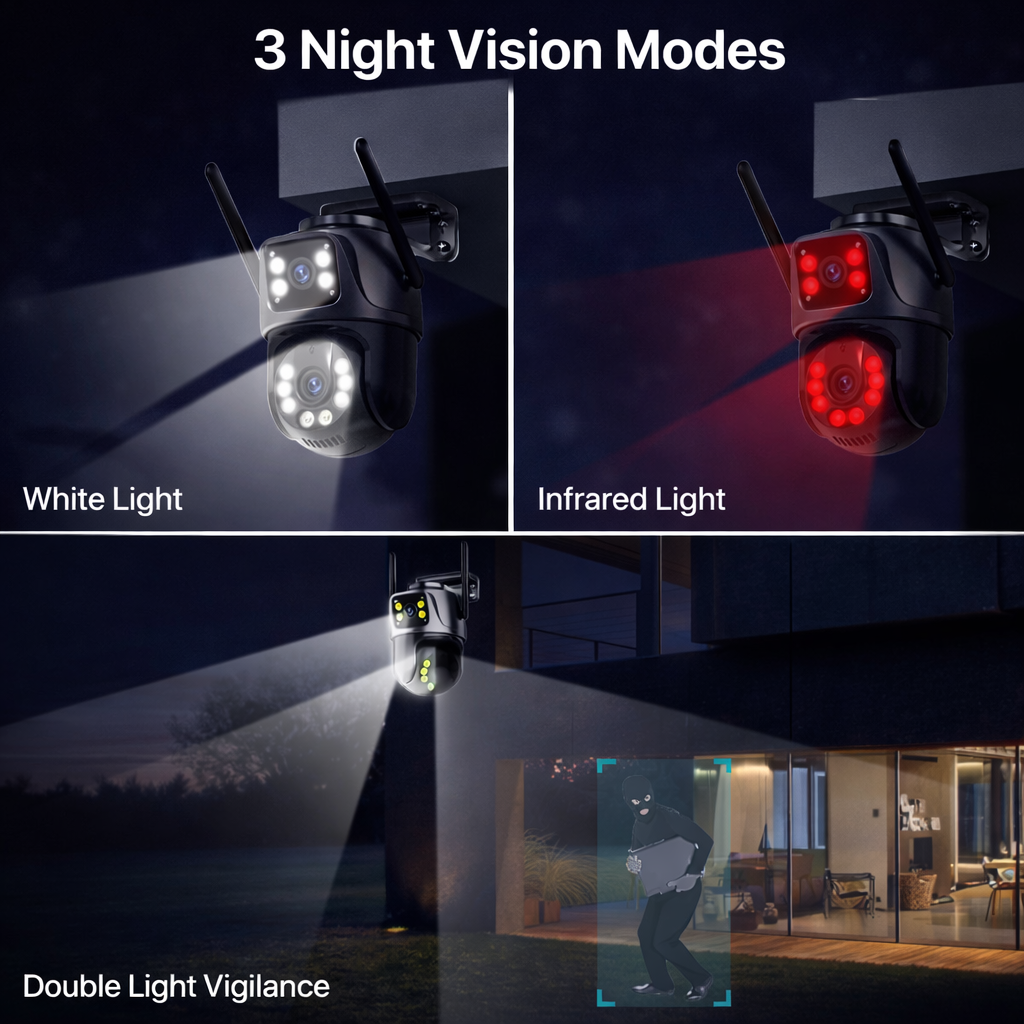 4K 8MP HD Wifi PTZ Camera Outdoor 4MP Dual Lens Dual Screen AI Auto Tracking IP Camera CCTV Audio Video Surveillance P2P iCSee