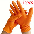 10/50PCS Heavy Duty Orange Industrial Nitrile Gloves Disposable 8mil Raised Diamond Texture Gloves Mechanic Tattoo Safety Gloves