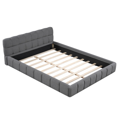 LuneluX_Home – 81.7" Upholstered Double Bed with Soft Linen Backrest